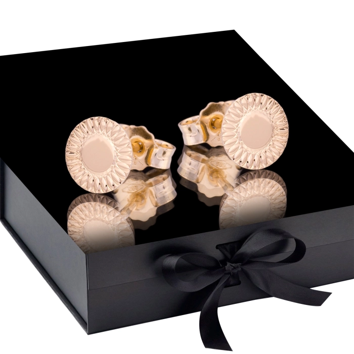 K1656 Złote kolczyki. Złote talarki z fasetowanym rantem. 585