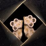 K1657 Złote kolczyki. Złote koniczynki z cyrkoniami. 585