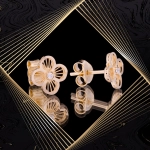 K1657 Złote kolczyki. Złote koniczynki z cyrkoniami. 585