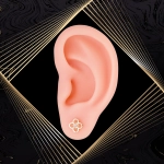 K1657 Złote kolczyki. Złote koniczynki z cyrkoniami. 585