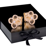 K1657 Złote kolczyki. Złote koniczynki z cyrkoniami. 585