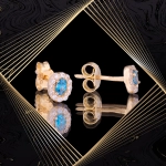 K1658 Złote kolczyki. Złote malutkie karmazycje z cyrkoniami. Dla dziecka. 585