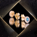 K1658 Złote kolczyki. Złote malutkie karmazycje z cyrkoniami. Dla dziecka. 585