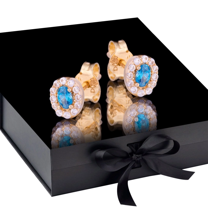 K1658 Złote kolczyki. Złote malutkie karmazycje z cyrkoniami. Dla dziecka. 585