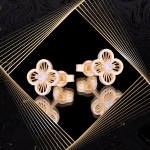 K1661 Złote kolczyki. Złote koniczynki z cyrkoniami. 585