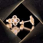 K1661 Złote kolczyki. Złote koniczynki z cyrkoniami. 585