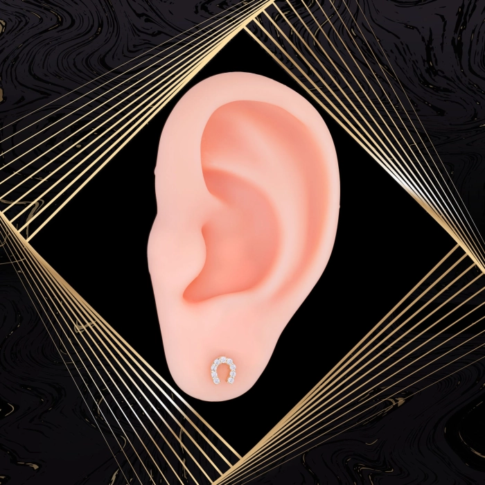 K1662 Złote kolczyki. Złote podkówki z cyrkoniami. Dla dziecka. 333