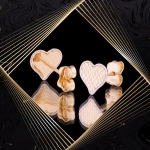 K1663 Złote kolczyki. Złote serduszka z diamentowanym tłem. 585