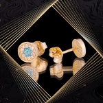 K1668 Złote kolczyki. Złote kropki z cyrkoniami. 585