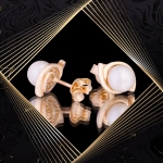 K1670 Złote kolczyki. Złote wstążki z perłami. 585