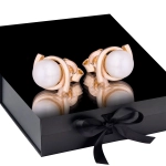 K1670 Złote kolczyki. Złote wstążki z perłami. 585