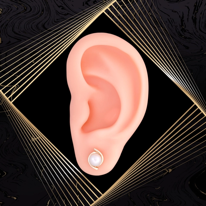 K1670 Złote kolczyki. Złote wstążki z perłami. 585