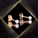 K1671 Złote kolczyki z perełkami. Malutkie perełki. Dla dziecka. 585