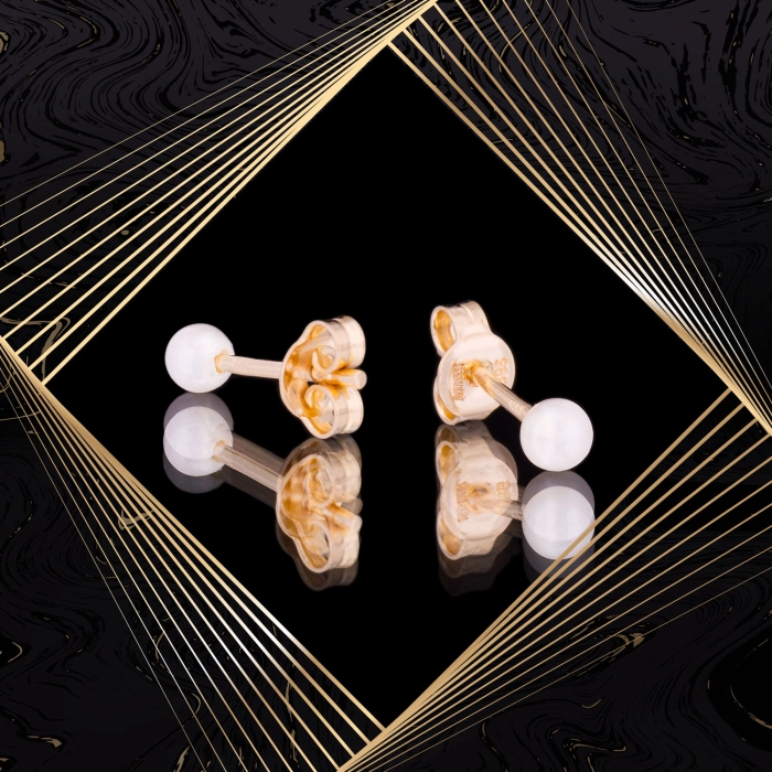 K1671 Złote kolczyki z perełkami. Malutkie perełki. Dla dziecka. 585