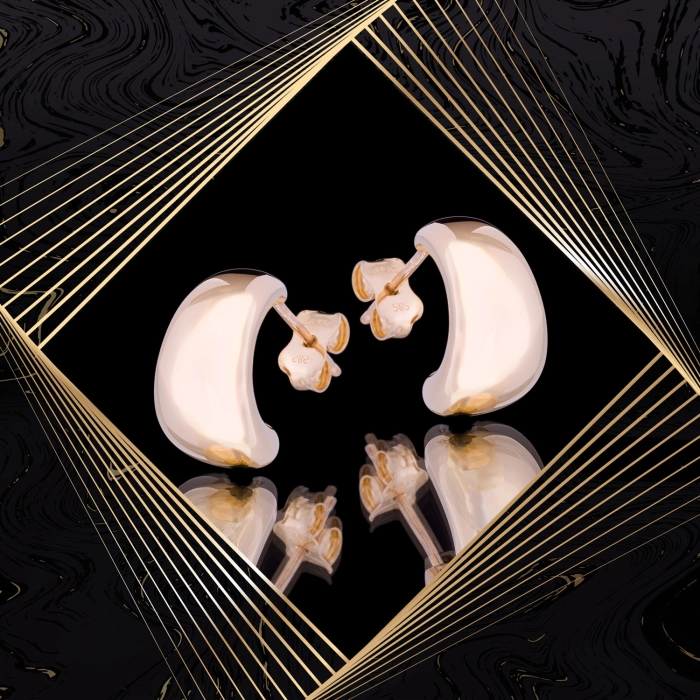 K1672 Złote kolczyki. Złote kolanka z połyskiem. 585