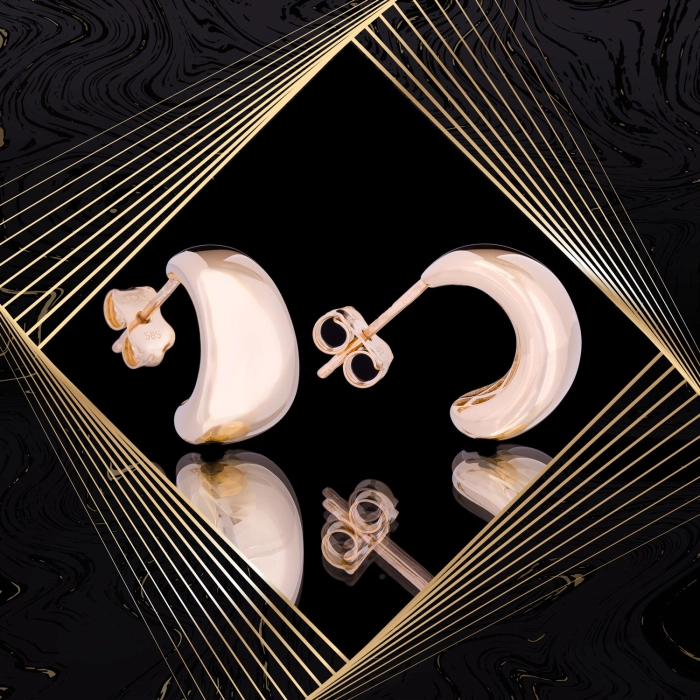 K1672 Złote kolczyki. Złote kolanka z połyskiem. 585