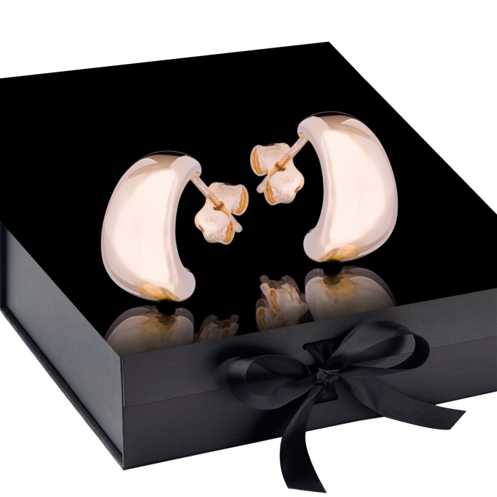 K1672 Złote kolczyki. Złote kolanka z połyskiem. 585