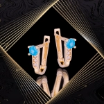 K1674 Złote kolczyki. Malutkie bagietki z cyrkoniami. Dla dziecka. 585