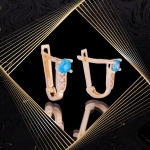 K1674 Złote kolczyki. Malutkie bagietki z cyrkoniami. Dla dziecka. 585