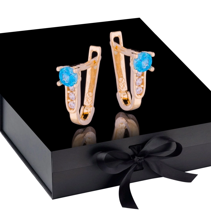 K1674 Złote kolczyki. Malutkie bagietki z cyrkoniami. Dla dziecka. 585