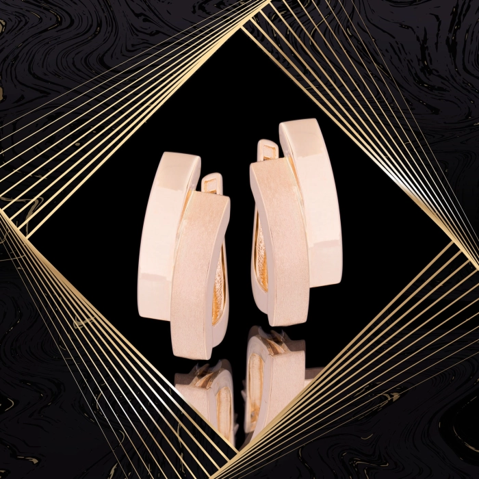 K1679 Złote kolczyki. Złote prostokąciki. Połysk vs mat. 585