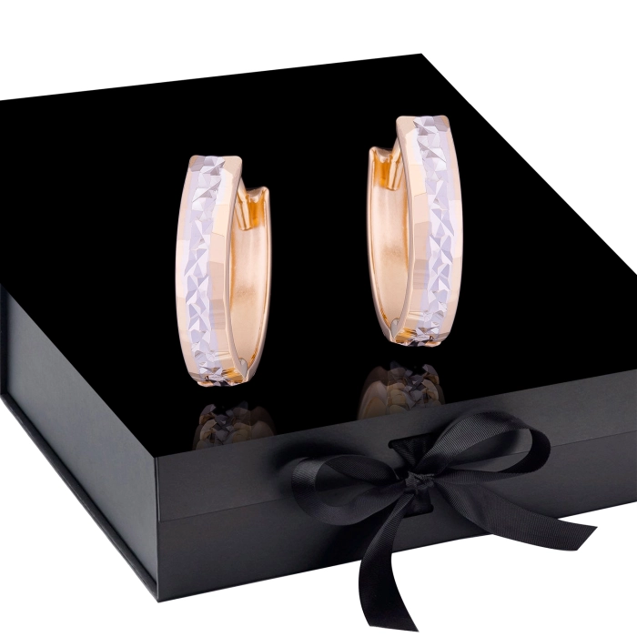 K1680 Złote kolczyki. Złote owale z diamentowanym wzorem. 585