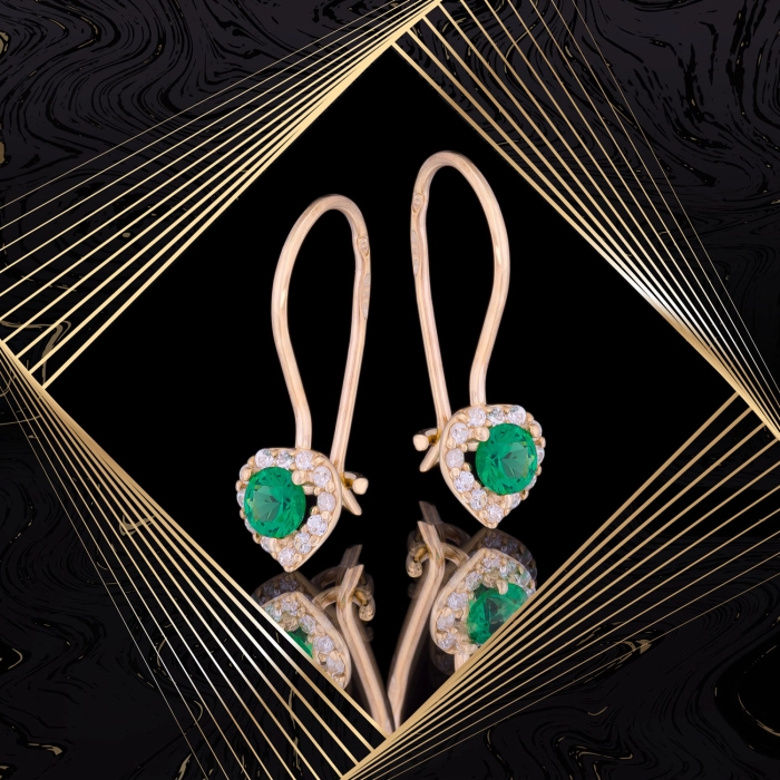 K1682 Złote kolczyki. Malutkie serduszka z cyrkoniami. Dla dziecka 333