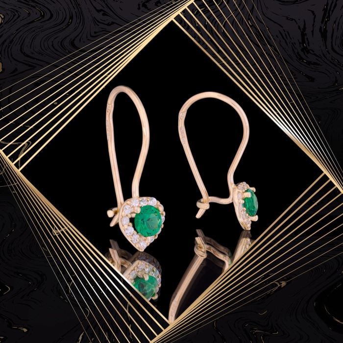 K1682 Złote kolczyki. Malutkie serduszka z cyrkoniami. Dla dziecka 333