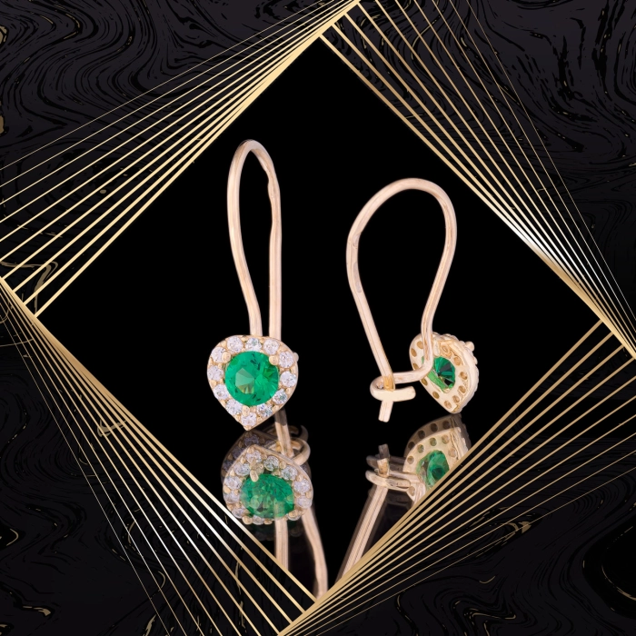 K1682 Złote kolczyki. Malutkie serduszka z cyrkoniami. Dla dziecka 333