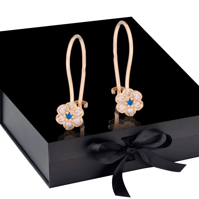 K1683 Złote kolczyki. Malutkie karmazycje z cyrkoniami. Dla dziecka 333