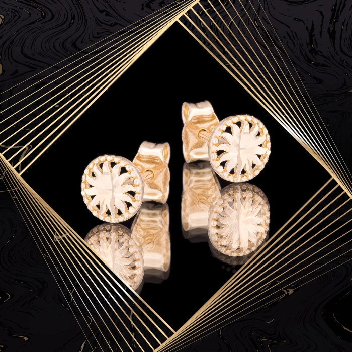 K1684 Złote kolczyki. Ażurowe słoneczka. 585