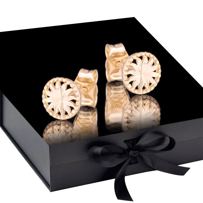 K1684 Złote kolczyki. Ażurowe słoneczka. 585