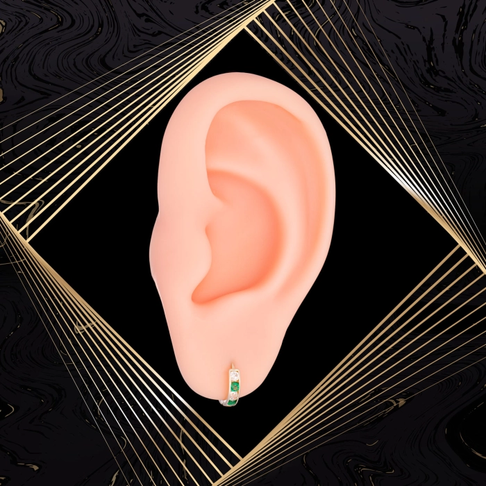 K1685 Złote kolczyki. Malutkie kółka z cyrkoniami. Dla dziecka. 585