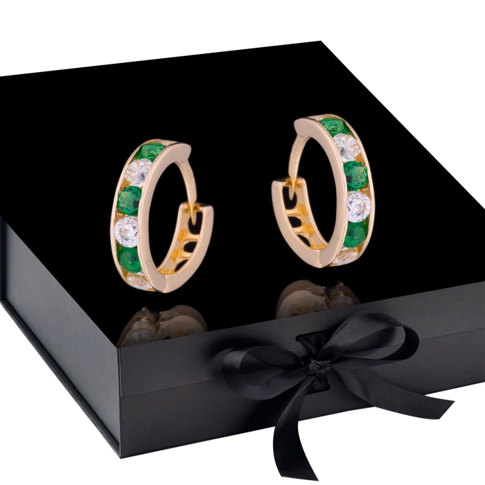 K1685 Złote kolczyki. Malutkie kółka z cyrkoniami. Dla dziecka. 585