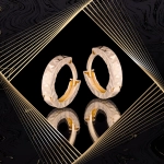 K1687 Złote kolczyki. Malutkie kółka z diamentowanym wzorem. 585