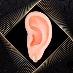 K1687 Złote kolczyki. Malutkie kółka z diamentowanym wzorem. 585