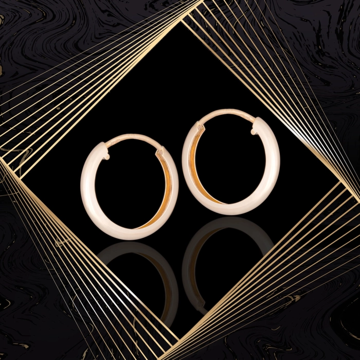 K1690 Złote kolczyki. Małe gładkie kółeczka o owalnym profilu. 333