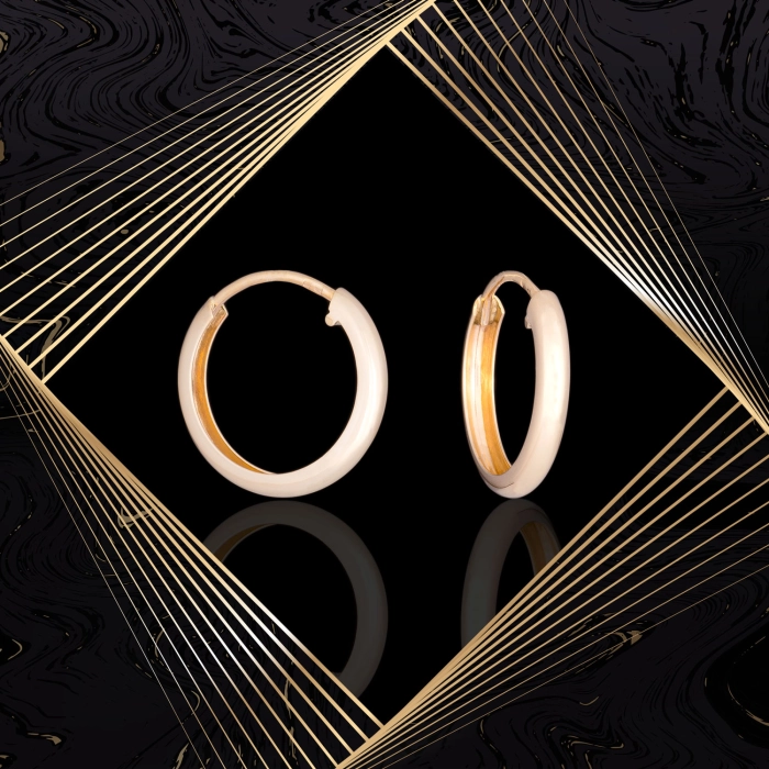 K1690 Złote kolczyki. Małe gładkie kółeczka o owalnym profilu. 333