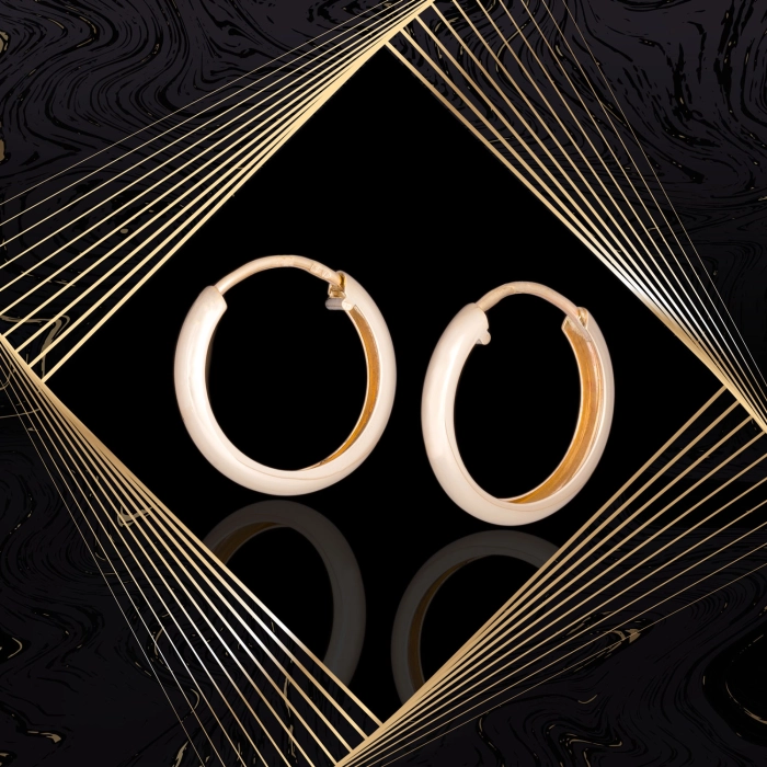 K1690 Złote kolczyki. Małe gładkie kółeczka o owalnym profilu. 333