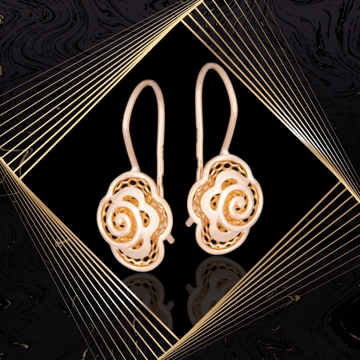 K1695 Złote kolczyki. Złote ażurowe kwiatuszki. 585