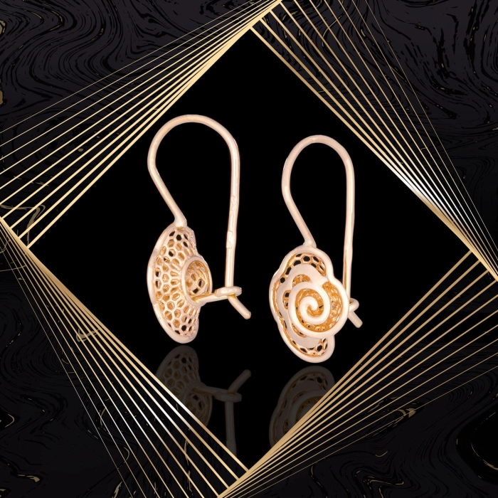 K1695 Złote kolczyki. Złote ażurowe kwiatuszki. 585