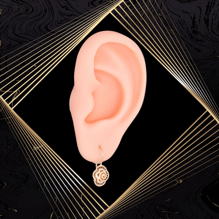 K1695 Złote kolczyki. Złote ażurowe kwiatuszki. 585