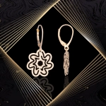 K1697 Złote kolczyki. Ażurowe kwieciste talarki. 585