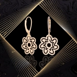 K1697 Złote kolczyki. Ażurowe kwieciste talarki. 585