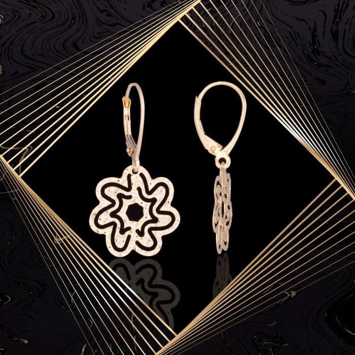 K1697 Złote kolczyki. Ażurowe kwieciste talarki. 585