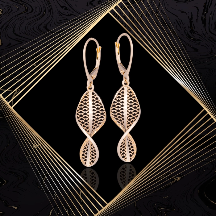 K1701 Złote kolczyki. Ażurowe świderki. Duże. 585