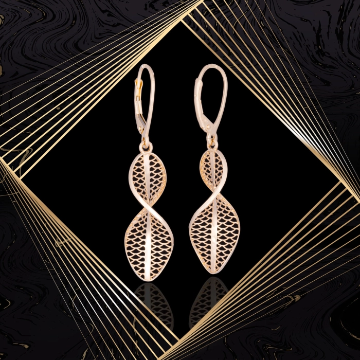 K1701 Złote kolczyki. Ażurowe świderki. Duże. 585