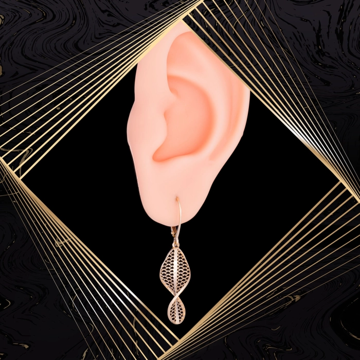 K1701 Złote kolczyki. Ażurowe świderki. Duże. 585