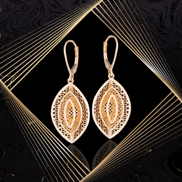 K1702 Złote kolczyki. Ażurowe kwiatuszki. Duże. 585