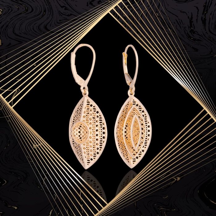 K1702 Złote kolczyki. Ażurowe kwiatuszki. Duże. 585